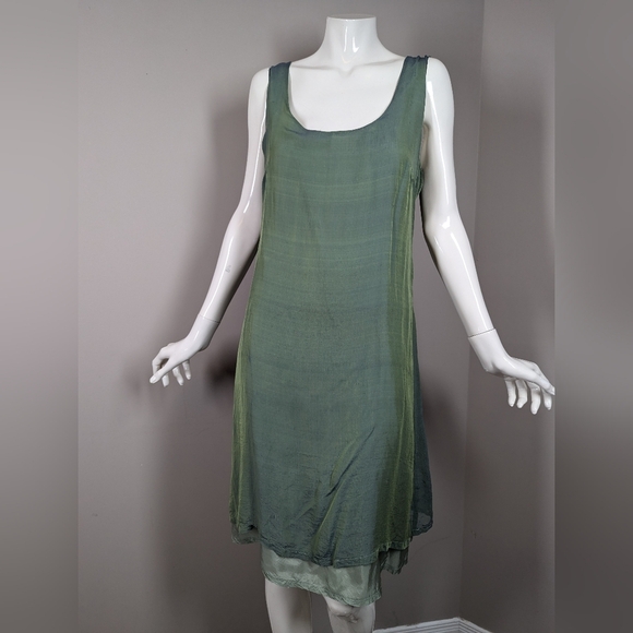Hurricane Grace Silk Slip Dress Size 8 Green Purple Ombre 90s Minimalist Layered - Picture 4 of 10